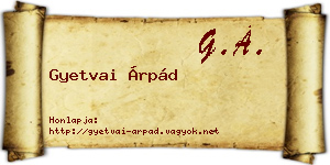 Gyetvai Árpád névjegykártya